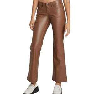 NWT Wild Fable Low Rise Flare Faux Leather Pants Brown Women’s. Size 0